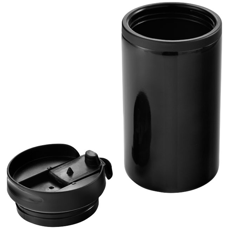 Mojave Insulating Tumbler in black with lid off
