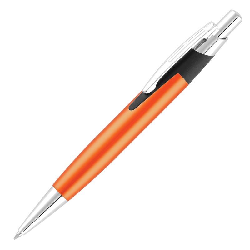 Smooth design silver metal pen with orange barrel