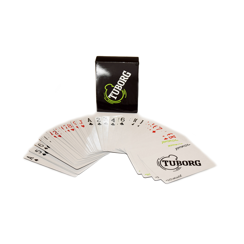 pack of playing cards in white with black box