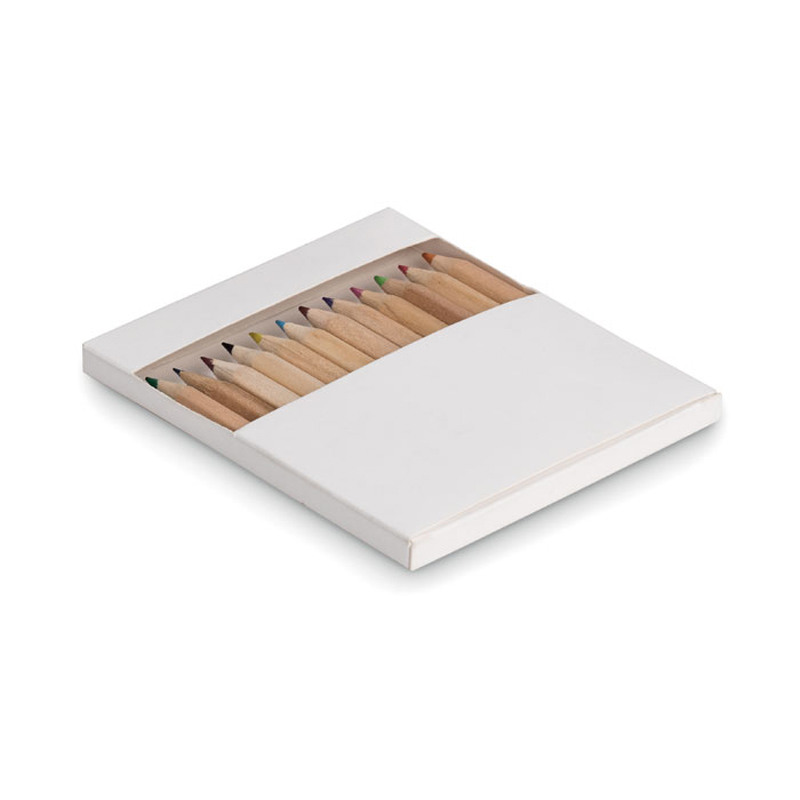 12 coloured pencils in white carton box with window