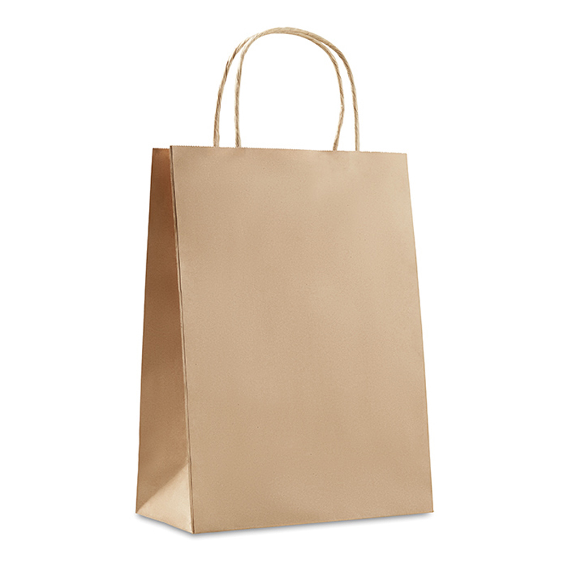 Medium size gift paper bag with rope handles in brown