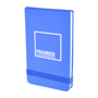 Parsonage jotter in blue with colour match elastic closure strap and 1 colour print