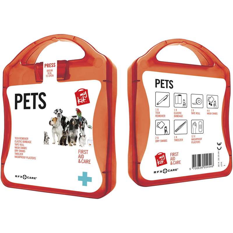 red pet care kit