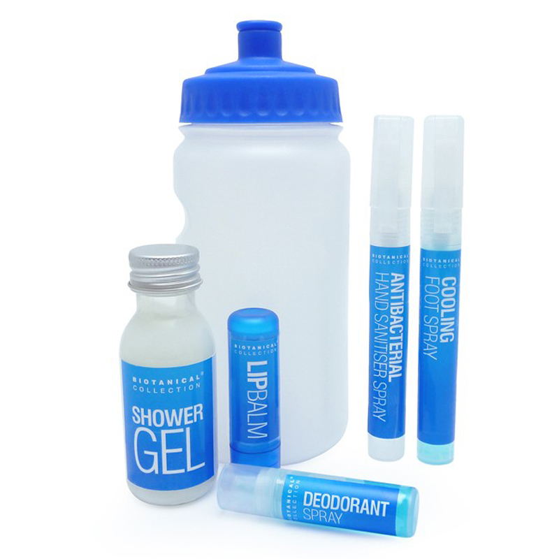 Water Bottle Kit Including Shower Gel Lip Balm Deodorant