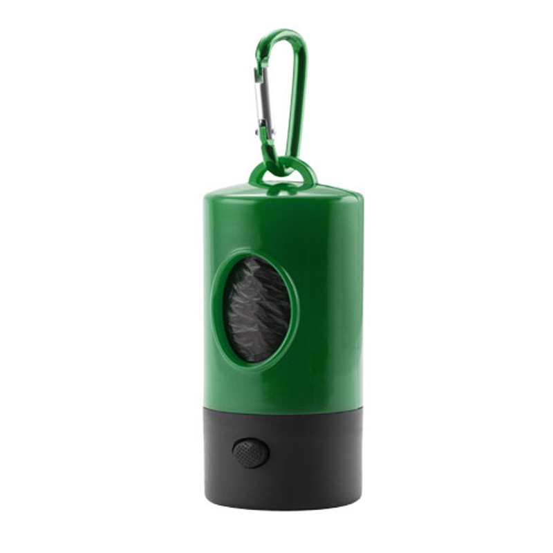 green poop bag holder and torch