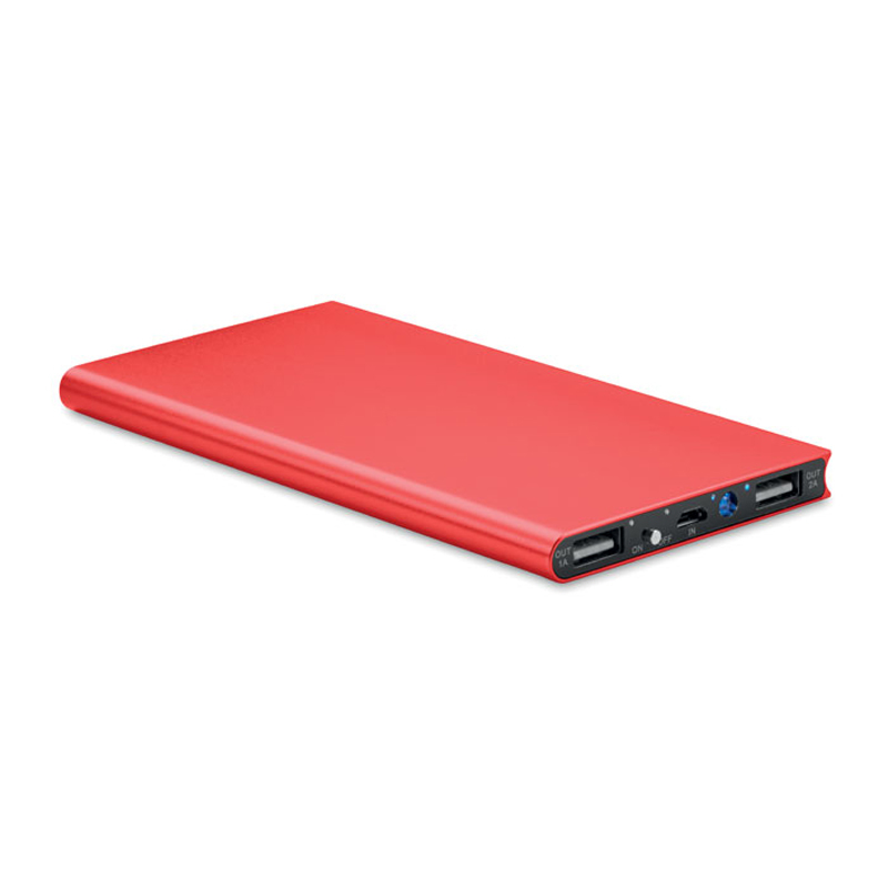 metallic red portable charging device