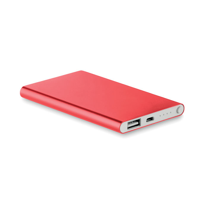 red metallic power bank