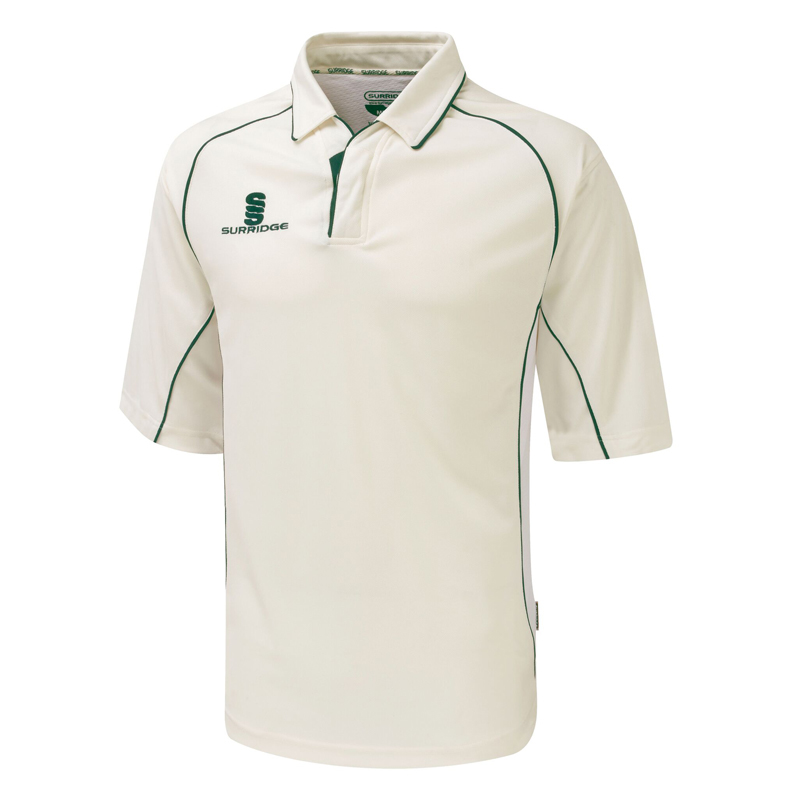 Premier Cricket Shirt 3/4 Sleeve Green Trim