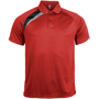 Proact Polo Shirt in red with black and grey contrast panels, collar and 2 buttons