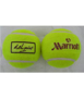 2 yellow tennis balls with different branding