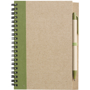 Recycled Notepad and Pen with green trim and colour match pen