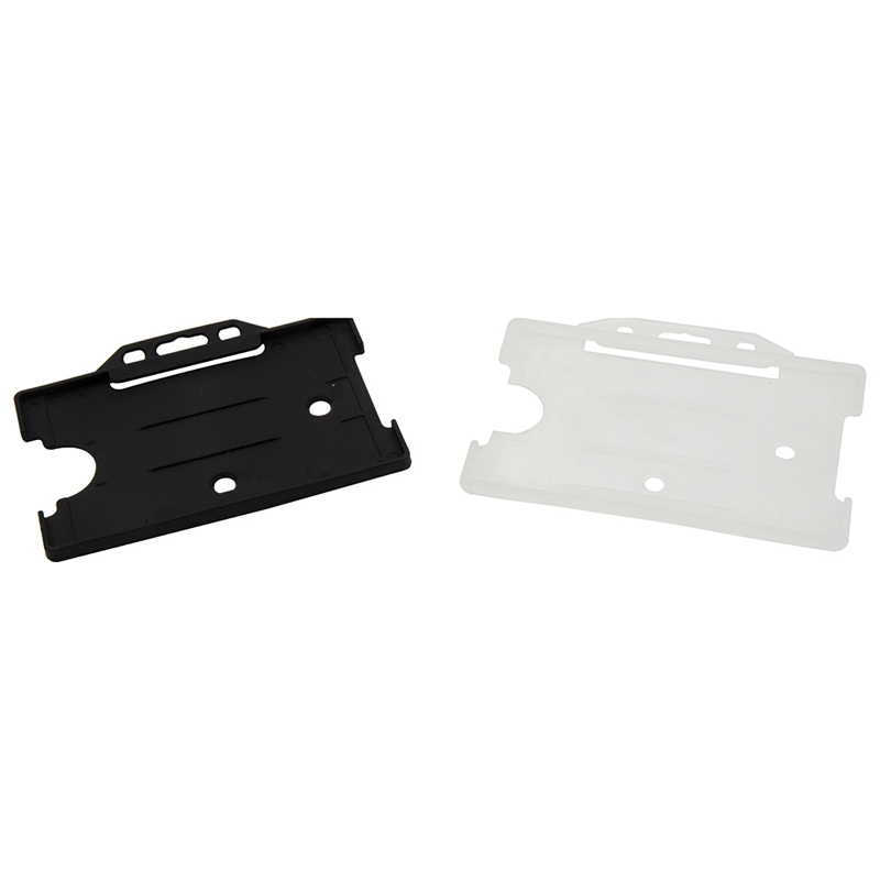 two rigid card holders in black and white