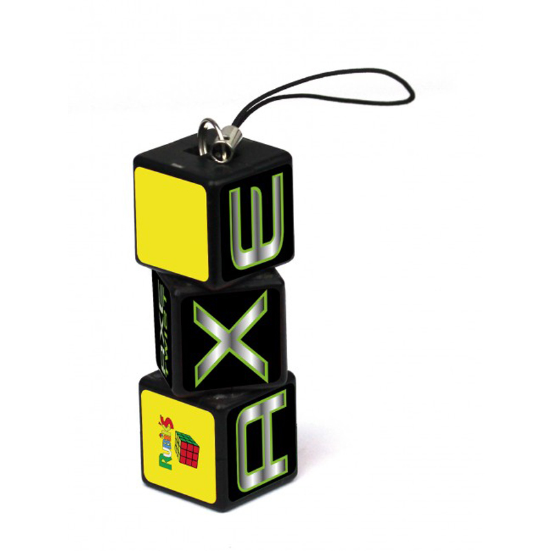 Rubiks Twist USB in black and yellow with full colour print slightly twisted