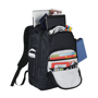 Rutter 17" Computer Backpack in black showing all compartments