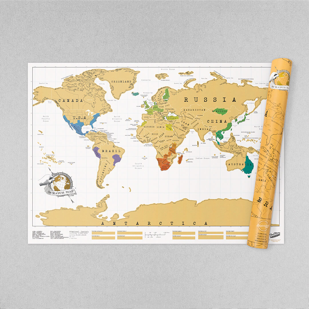 original sized scratch map rolled