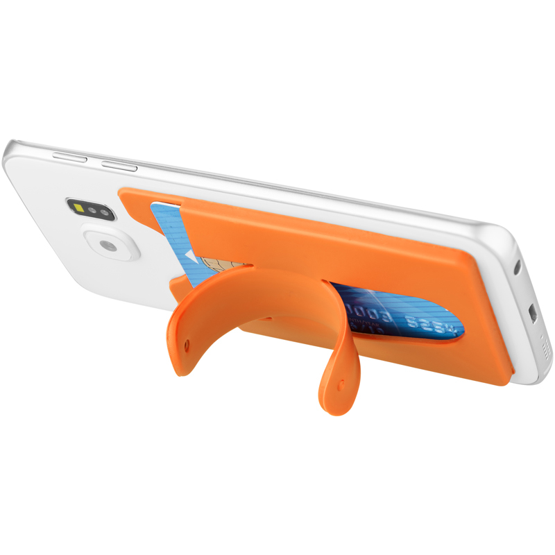 Silicone Phone Wallet With Stand in orange