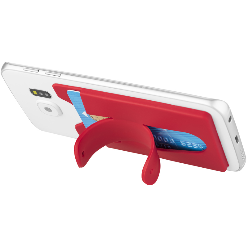 Silicone Phone Wallet With Stand in red