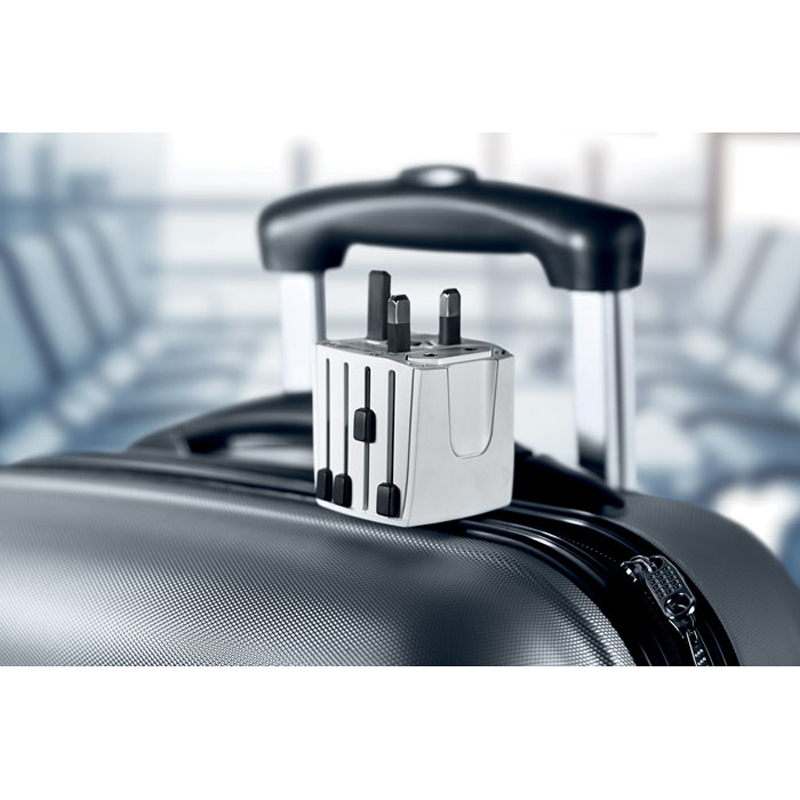 Skross Travel Adapter on Suitcase