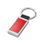 metal slab keyring with a red centre