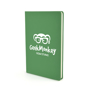 A5 slimline PU notebook in green with 1 colour white print logo