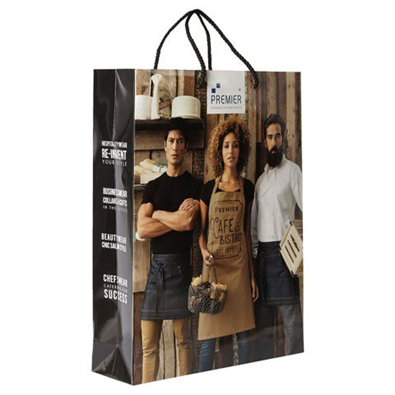 a small gloss laminate bag with a full colour design