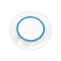 clear charging pad with white and blue centre