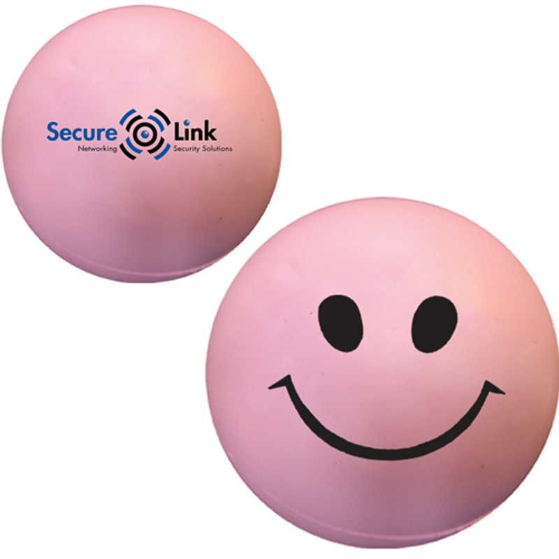Smiley face stress ball in pink
