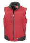 Softshell Bodywarmer in red with black panels and full front zip