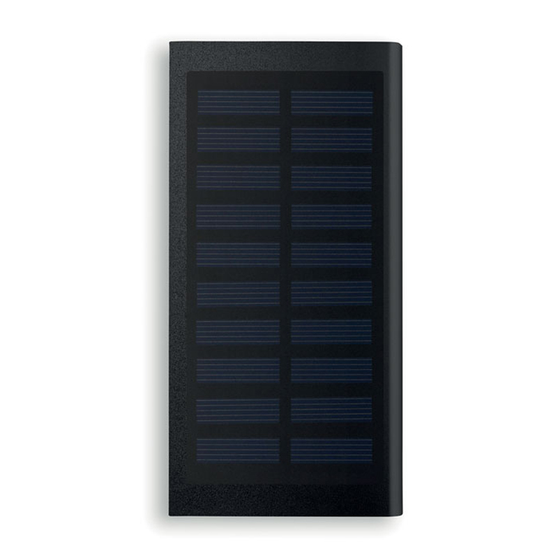 Black solar powered rectangular powered bank