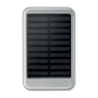 Front view of silver solar powered power bank