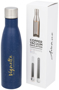 Blue Metal Thermal Bottle With White Flecks And Silver Lid