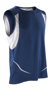 Sports Athletic Vest in navy with white panels under arm and reflective spiro print