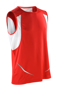 Sports Athletic Vest in red with white panels under arm and reflective spiro print