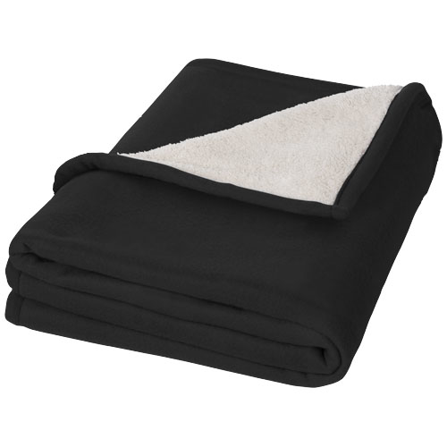 Springwood soft fleece and sherpa plaid blanket in black