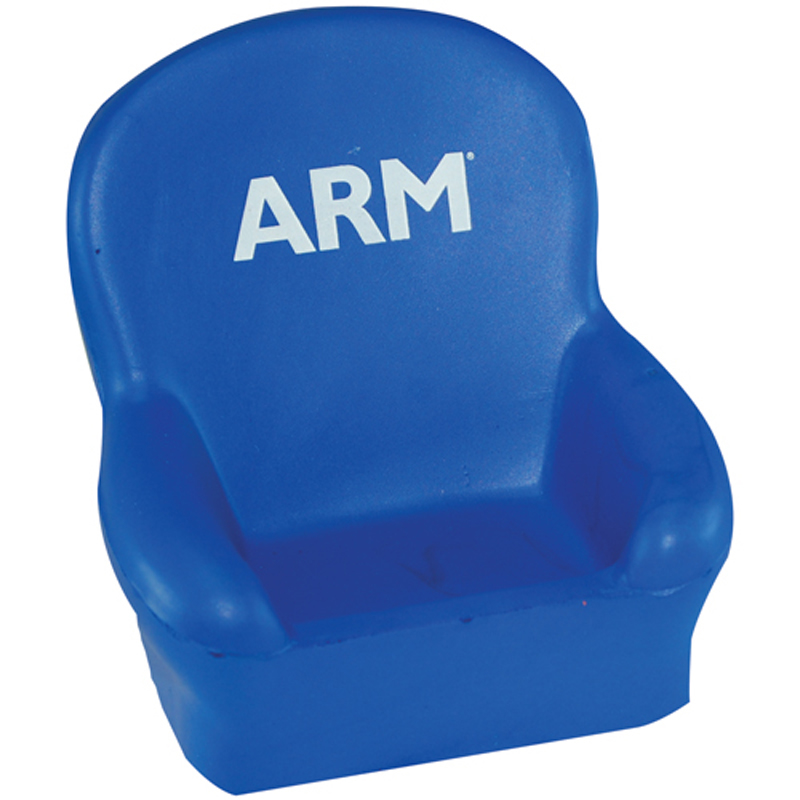 Blue stress toy in the shape of an arm chair