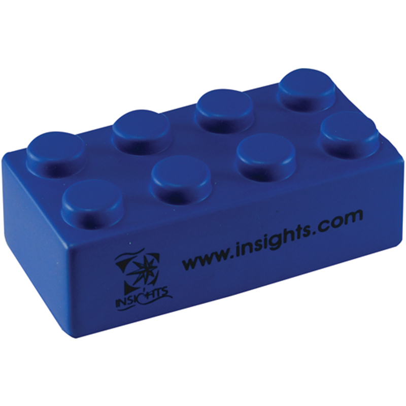 Blue stress block, in the shape of a lego block