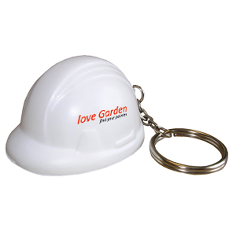 Stress toy keyring in the shape of a white hard hat