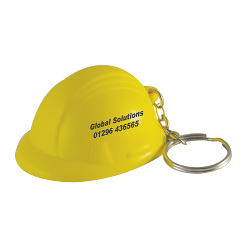 Yellow hard hat stress toy keyring