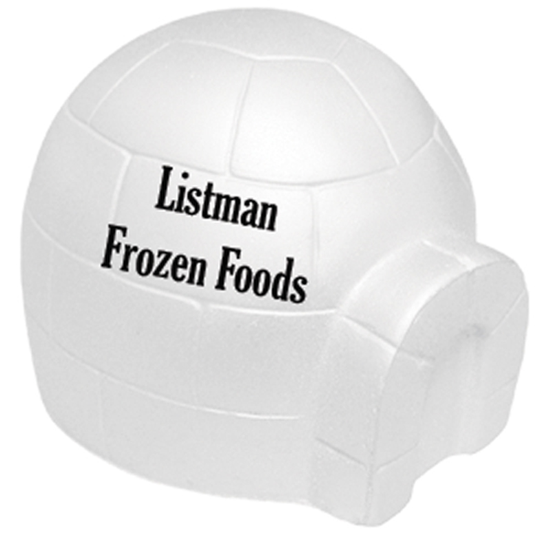 Promotional stress item in the shape of a white igloo