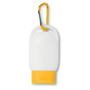 Suncare Lotion in white and yellow with yellow carabiner