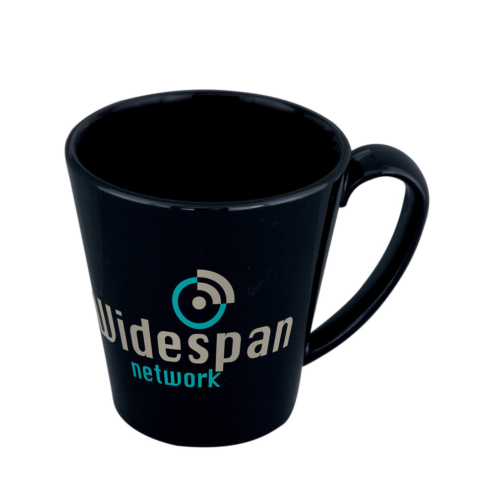 black supreme mug with 2 colour branding