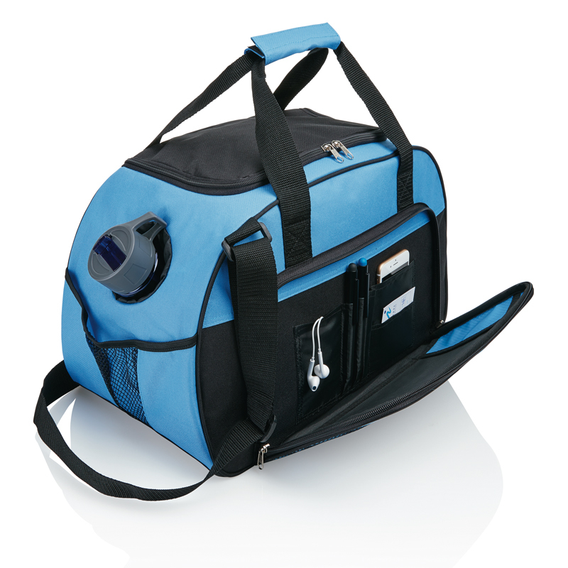 Light blue holdall bag with zip front compartment