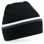 Teamwear Beanie in black with white and grey stripe