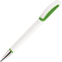 Plastic pen in white with green accent trim