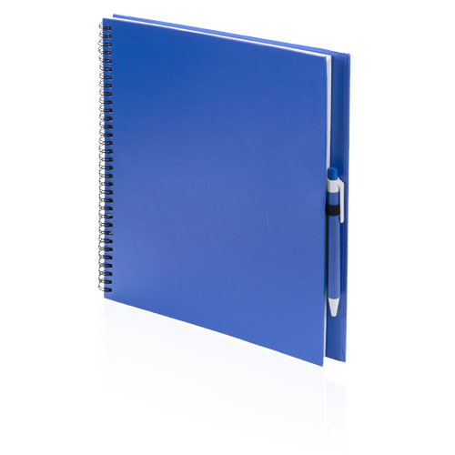 Tencar Notebook in blue with colour match pen and black wiro bound