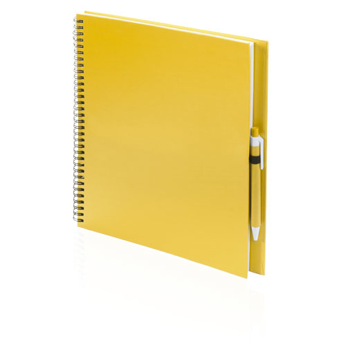 Tencar Notebook in yellow with colour match pen and black wiro bound