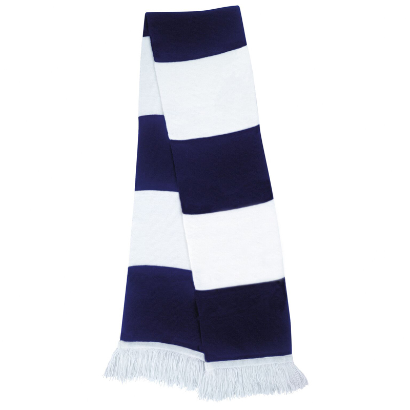 Supporters Scarf with navy and white stripes