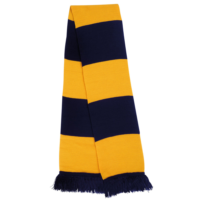 Supporters Scarf with navy and gold stripes