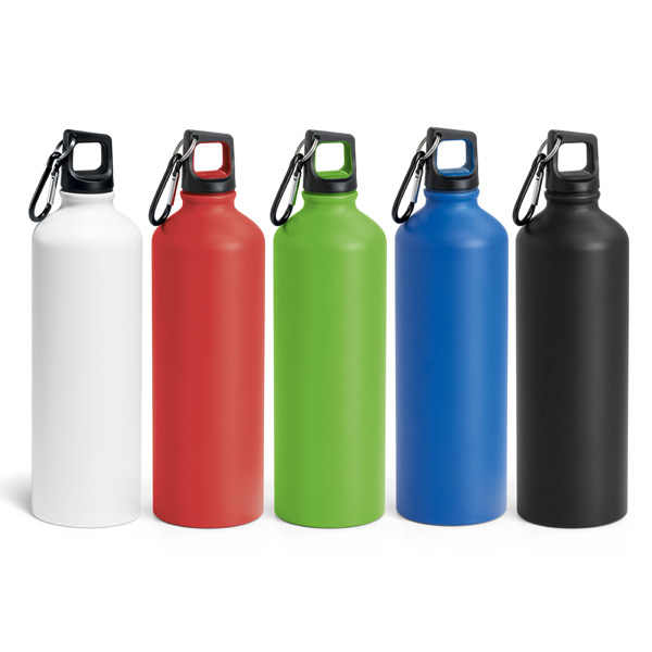 thermal metal bottle with carabiner clip to lid - group image
