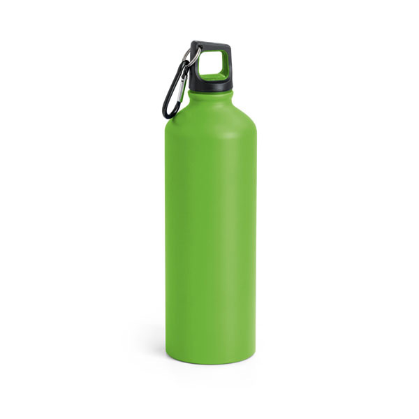 thermal metal bottle with carabiner clip to lid - green
